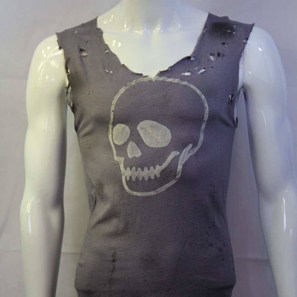 Skull T-shirt Handmade Distressed Destroyed Ripped